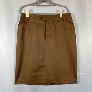 Lauren Ralph Lauren Pencil Skirt VTG 90's NWT 14 Cotton Faux Leather Trim Travel
